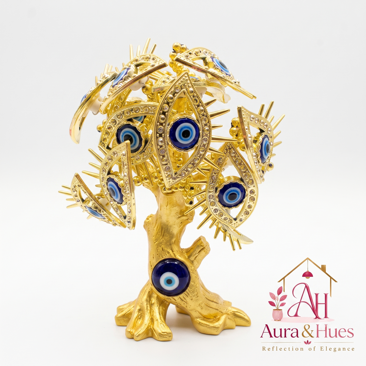 Aura & Hues 12-Inch Multi-Eye Evil Eye Tree with Flexible Wire Branches - Feng Shui Decor