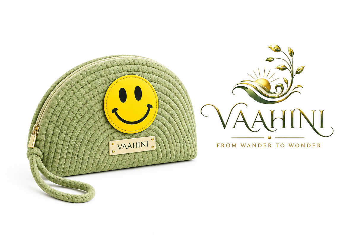 Vaahini Cotton Rope Smiley Coin Pouch - Dimensions and product details