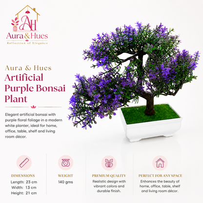 Artificial Purple Bonsai Plant for Home & Office Décor | Premium Decorative Tabletop Plant