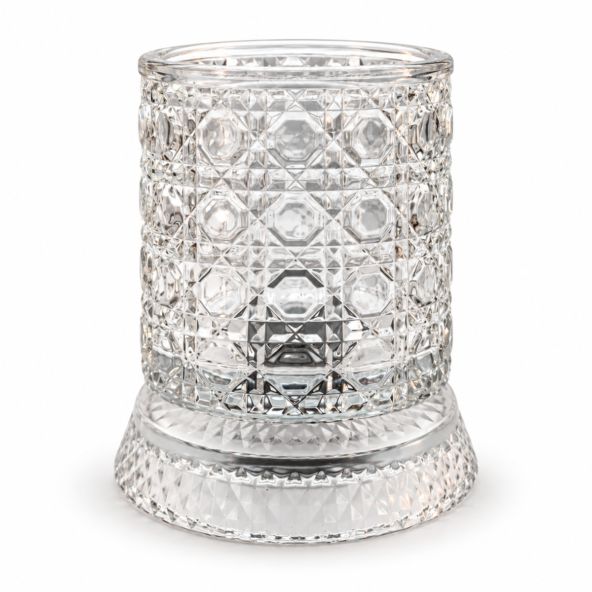 Aura & Hues Luxury Twist Whiskey Glass with Embossed Stars Pattern Single Cocktail and Rocks Tumbler for Home Bar and Gifting