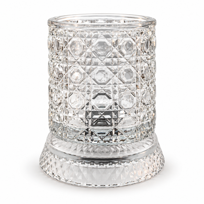 Aura & Hues Luxury Twist Whiskey Glass with Embossed Stars Pattern Single Cocktail and Rocks Tumbler for Home Bar and Gifting
