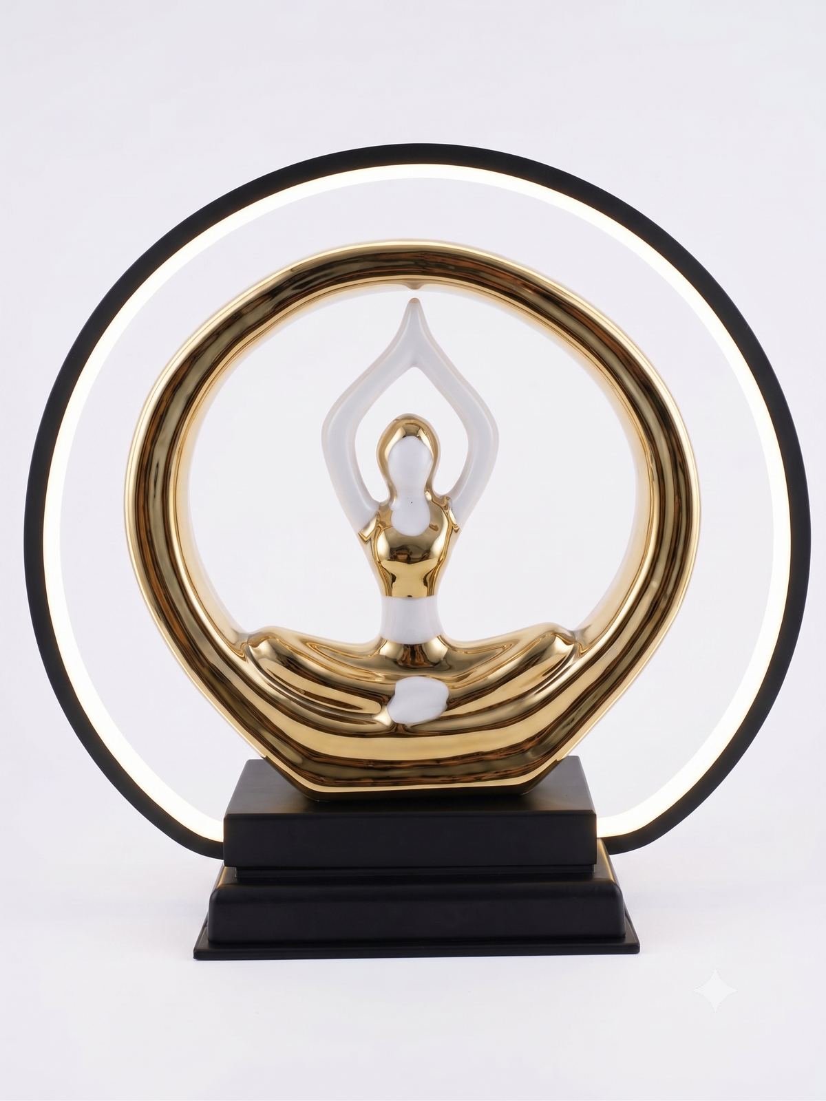 Aura & Hues 14-Inch Electroplated Yoga Pose Lady Sculpture in Metal Frame - Silver & Gold