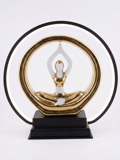 Aura & Hues 14-Inch Electroplated Yoga Pose Lady Sculpture in Metal Frame - Silver & Gold