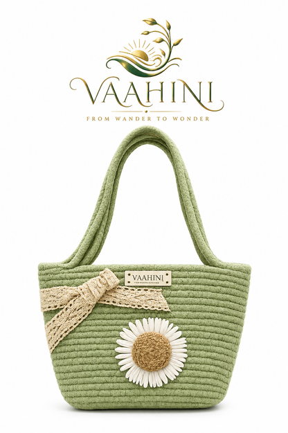 Vaahini Cotton Rope Daisy Handbag - Multiple views