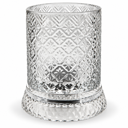 Aura & Hues Luxury Twist Whiskey Glass with Embossed Stars Pattern Single Cocktail and Rocks Tumbler for Home Bar and Gifting