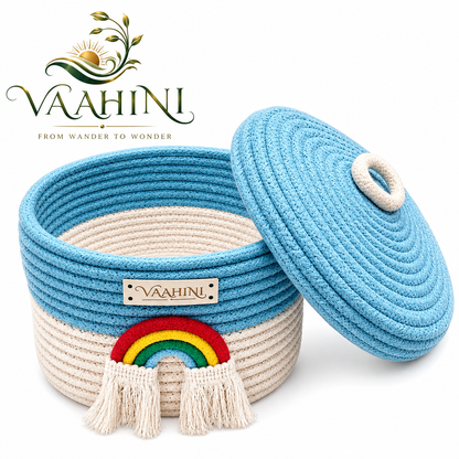 Vaahini Cotton Rope Rainbow Basket - Front View
