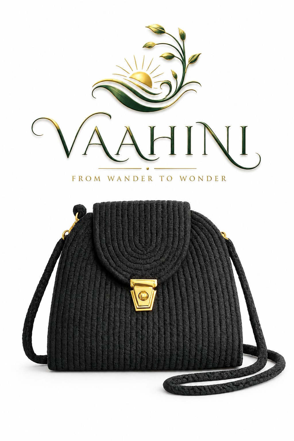 Vaahini Cotton Rope Round Sling Bag - Front View