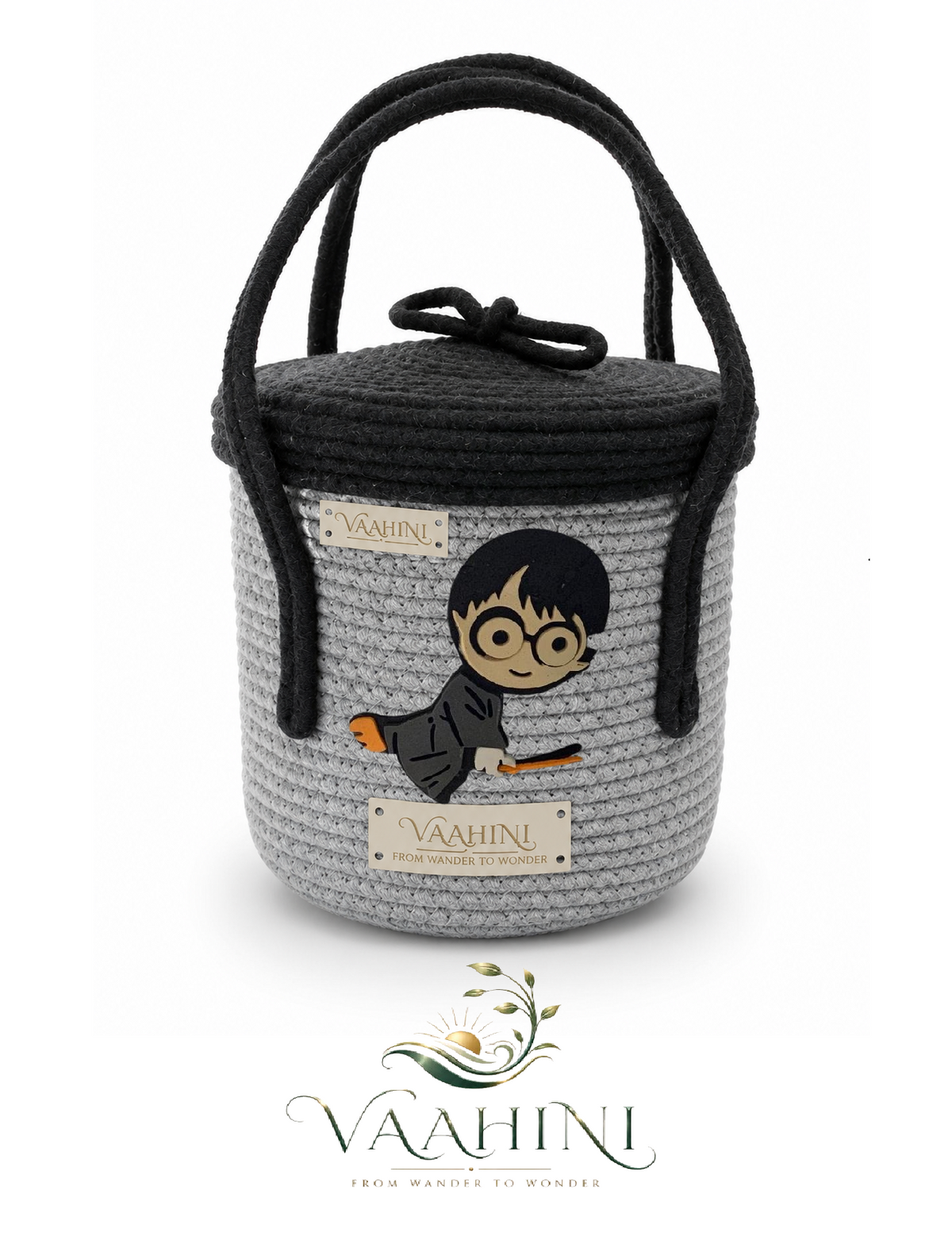Vaahini Cotton Rope Kids Basket - Boy theme side view