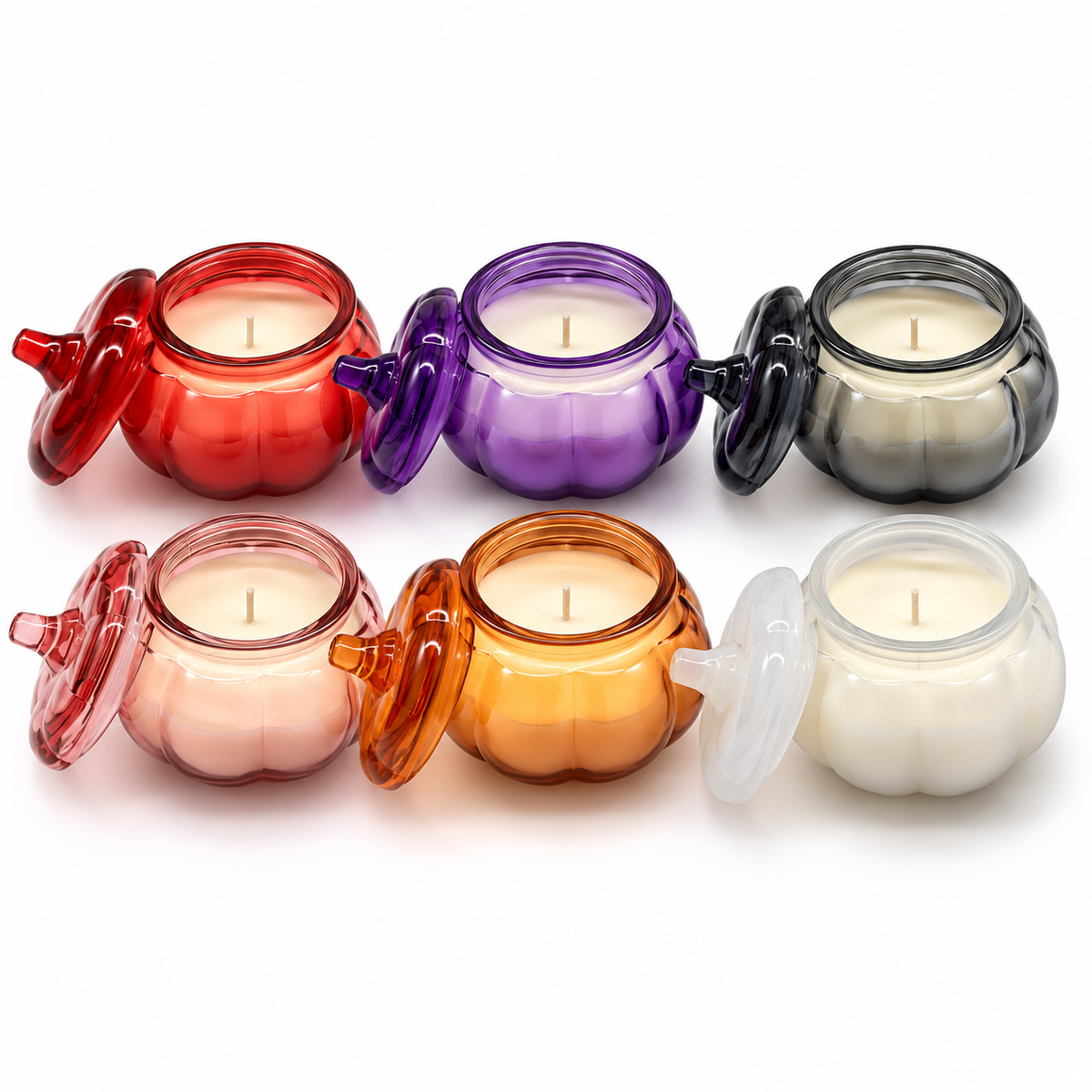 Candles in 6 Round Jars Set