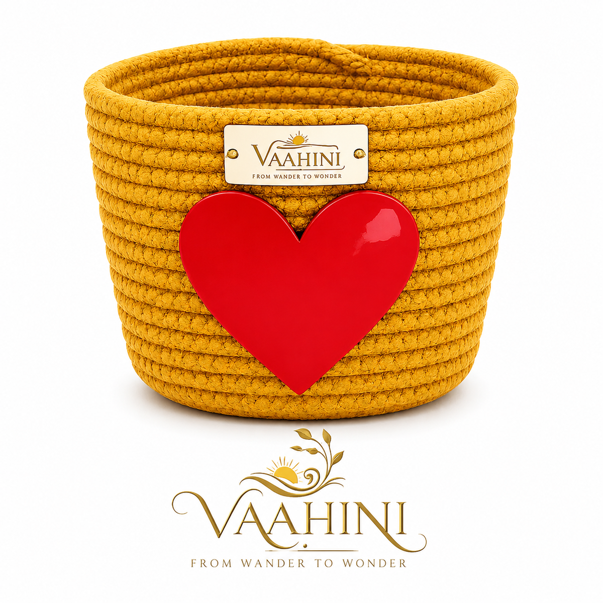 Vaahini Cotton Rope Gift Basket with Heart - Multiple Views