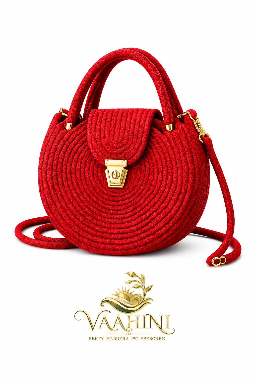 Vaahini Cotton Rope Round Sling Bag - Red - Product Info
