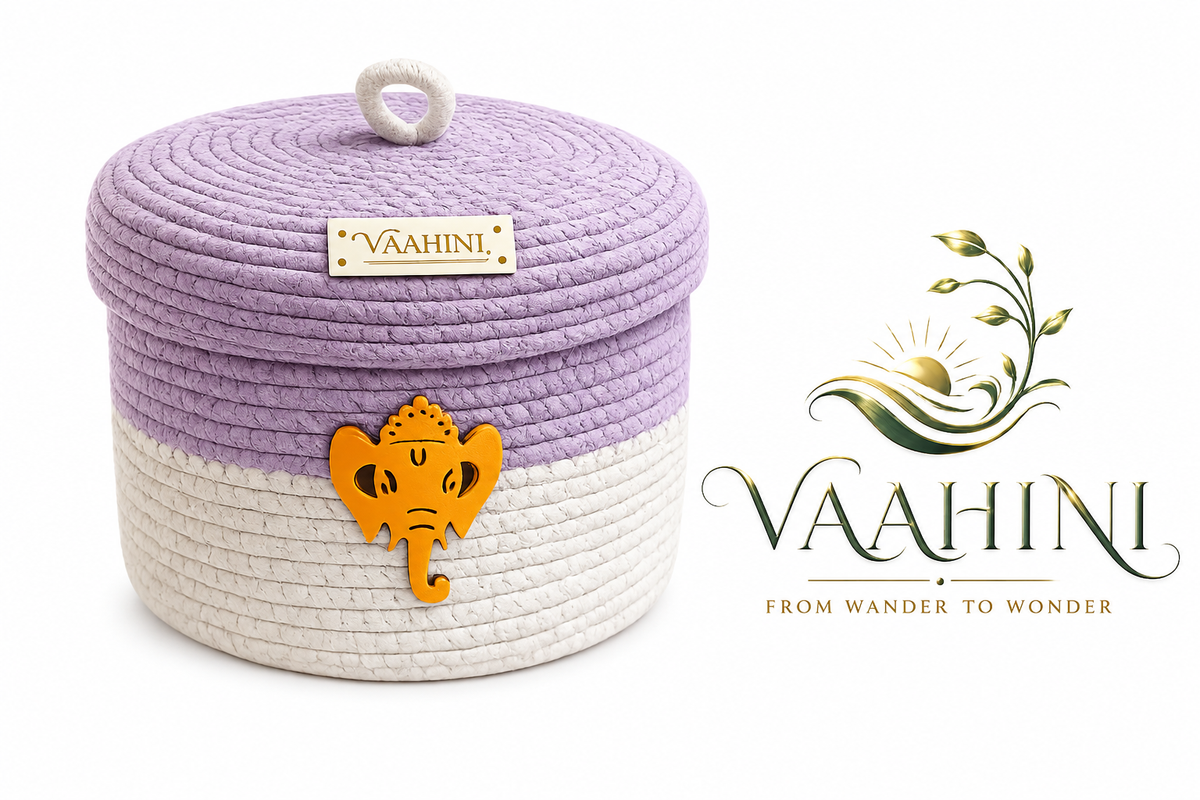 Vaahini Ganpati Cotton Rope Basket - Rainbow Collection