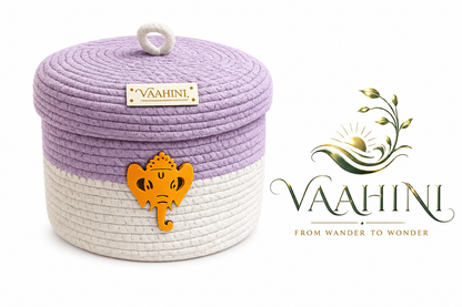 Vaahini Ganpati Cotton Rope Basket - Rainbow Collection