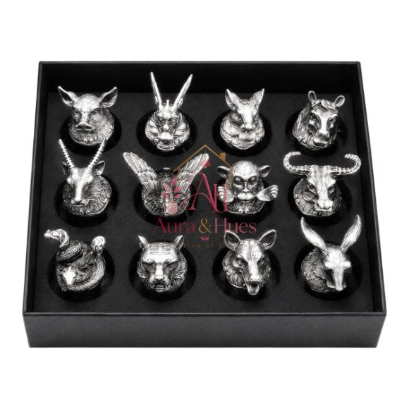 Luxury Animal Head Shot Glass Set with Black Gift Box, Premium  Golden Finish Barware