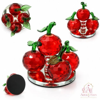 Crystal Red Apples Decorative Showpiece