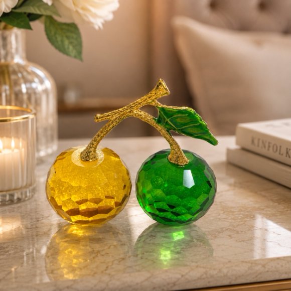Crystal Cherry Decorative Showpiece
