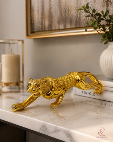 Royal Beast Golden Jaguar Decorative Showpiece