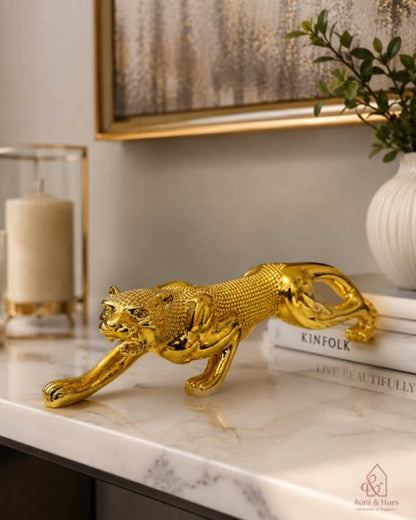 Royal Beast Golden Jaguar Decorative Showpiece