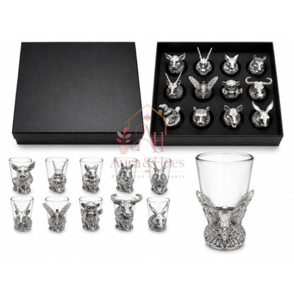 Luxury Animal Head Shot Glass Set with Black Gift Box, Premium  Golden Finish Barware
