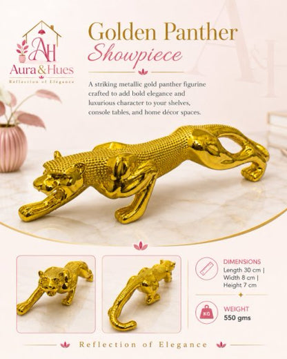Royal Beast Golden Jaguar Decorative Showpiece