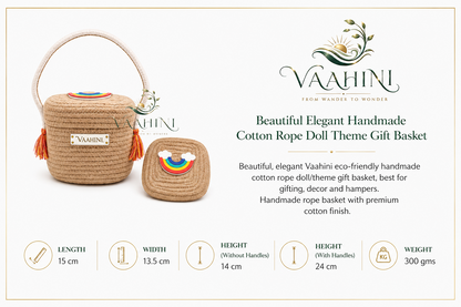 Vaahini Cotton Rope Kids Themed Basket - Dimensions & Details