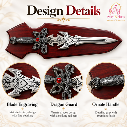 Swords - Fantasy Dragon Guard Red Diamond Sword with Wall Hanging Board