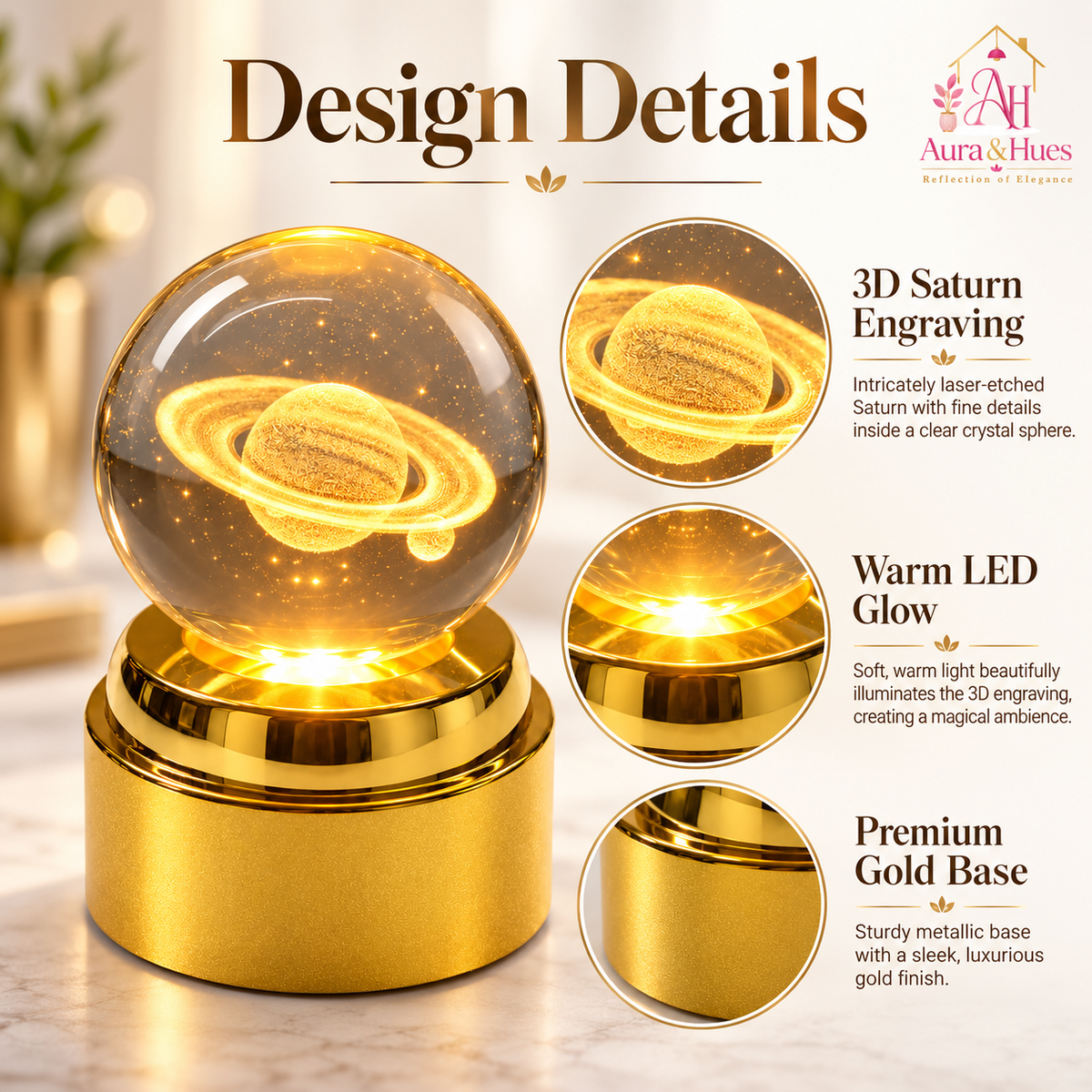 Crystal Ball Lamp(Saturn)