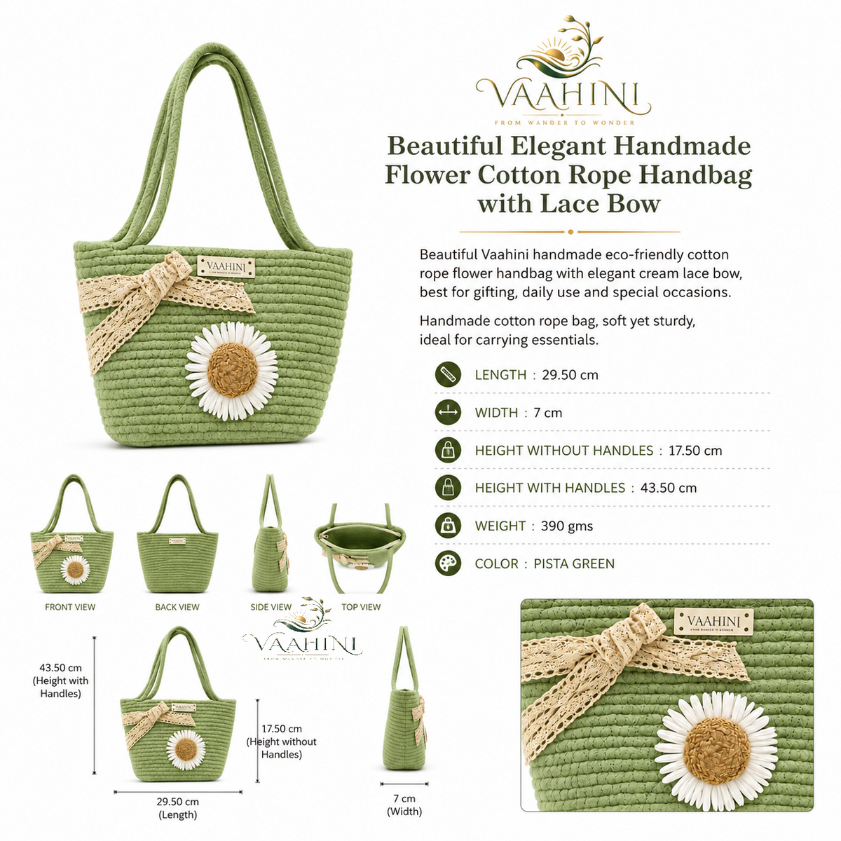 Vaahini Cotton Rope Daisy Handbag - Lifestyle shots
