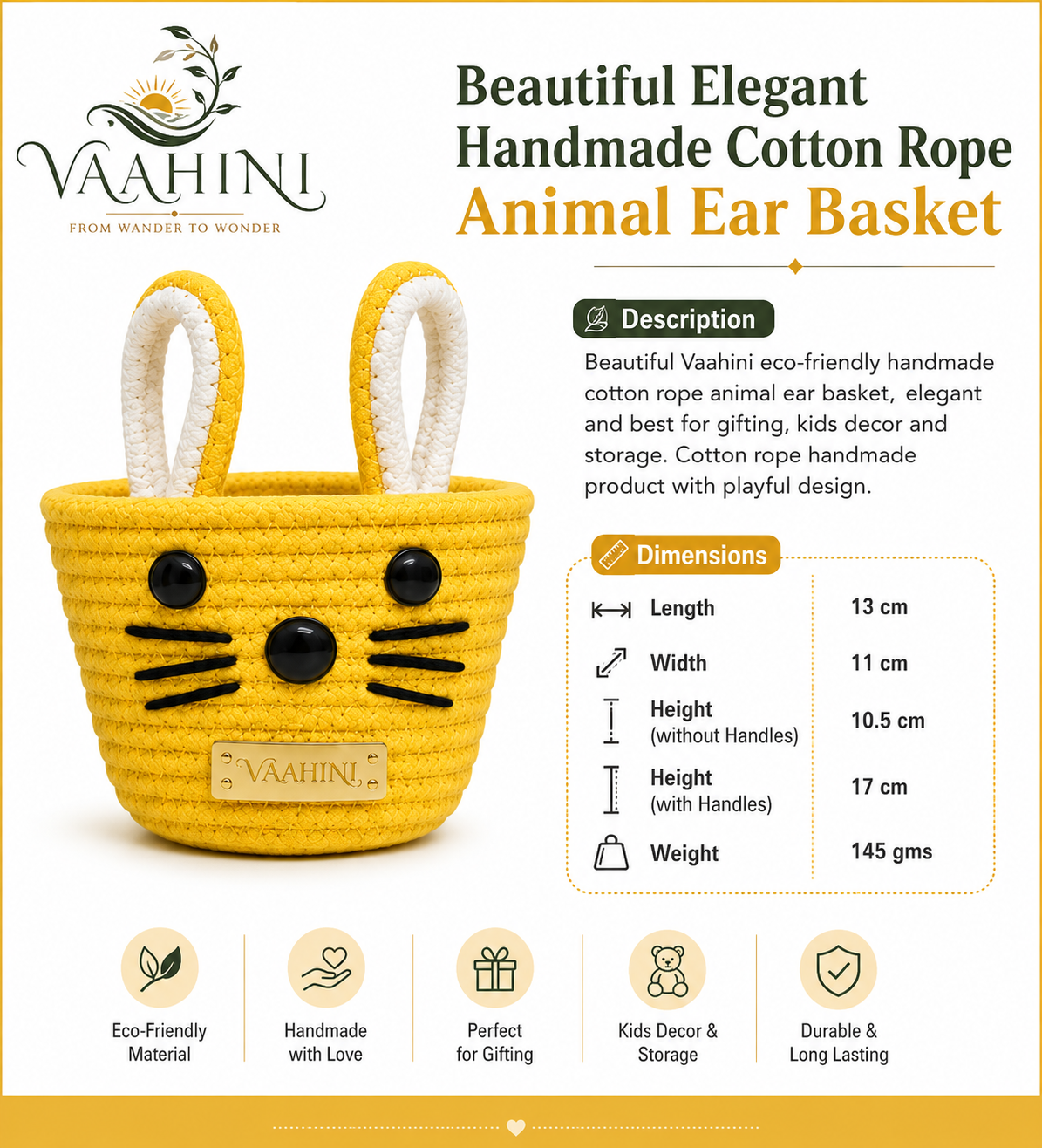 Vaahini Cotton Rope Cat Basket - All Colours