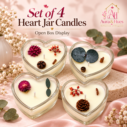 Candles Heart Shaped in Glass 4 Pcs. Set