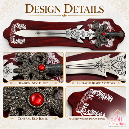 Swords - Fantasy Red Diamond Sword with Wall Hanging Board