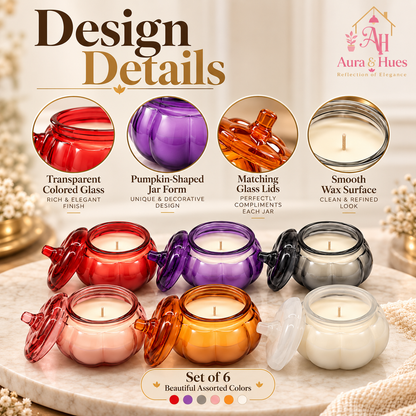 Candles in 6 Round Jars Set