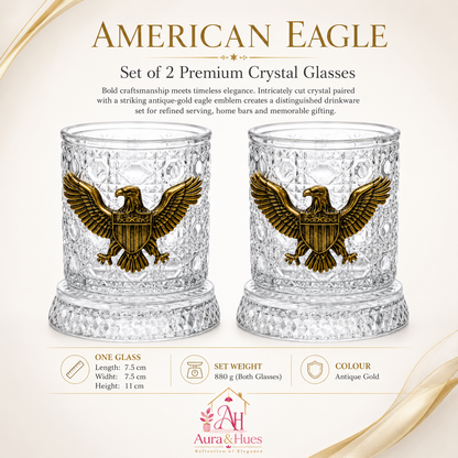 Aura & Hues Imperial Antique Silver Eagle Wine Glasses Set of 2 Handcrafted Embossed Metal Stemware Goblets for Bar Decor