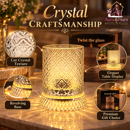 Aura & Hues Luxury Twist Whiskey Glass with Embossed Stars Pattern Single Cocktail and Rocks Tumbler for Home Bar and Gifting