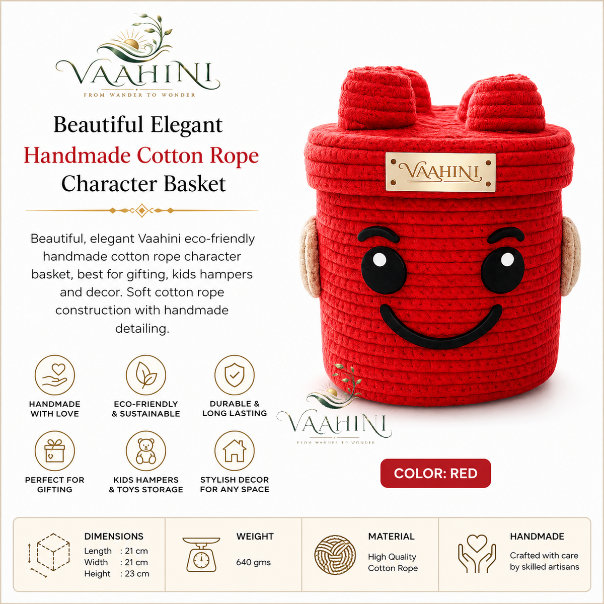 Vaahini Cotton Rope Smiley Basket - lifestyle gifting and usage
