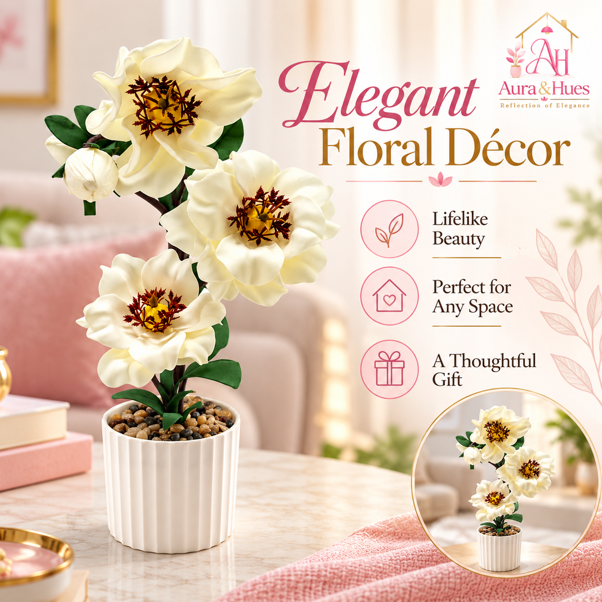Plant Flowers with Pastic Base