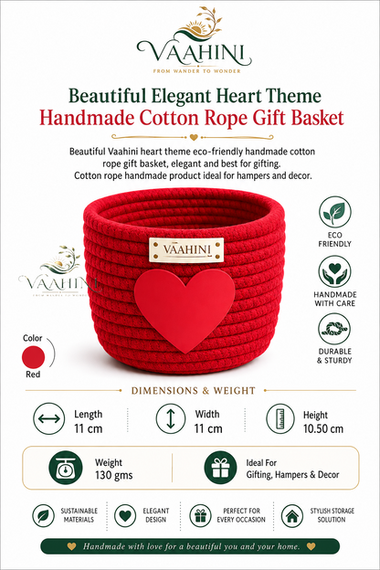 Vaahini Cotton Rope Gift Basket with Heart - Gift Hamper Styling
