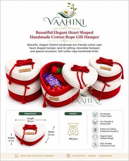 Vaahini Cotton Rope Heart Shaped Love Gift Basket with Lid