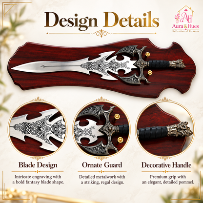 Swords - Fantasy Antique Head Sword with Wall Hanging Board