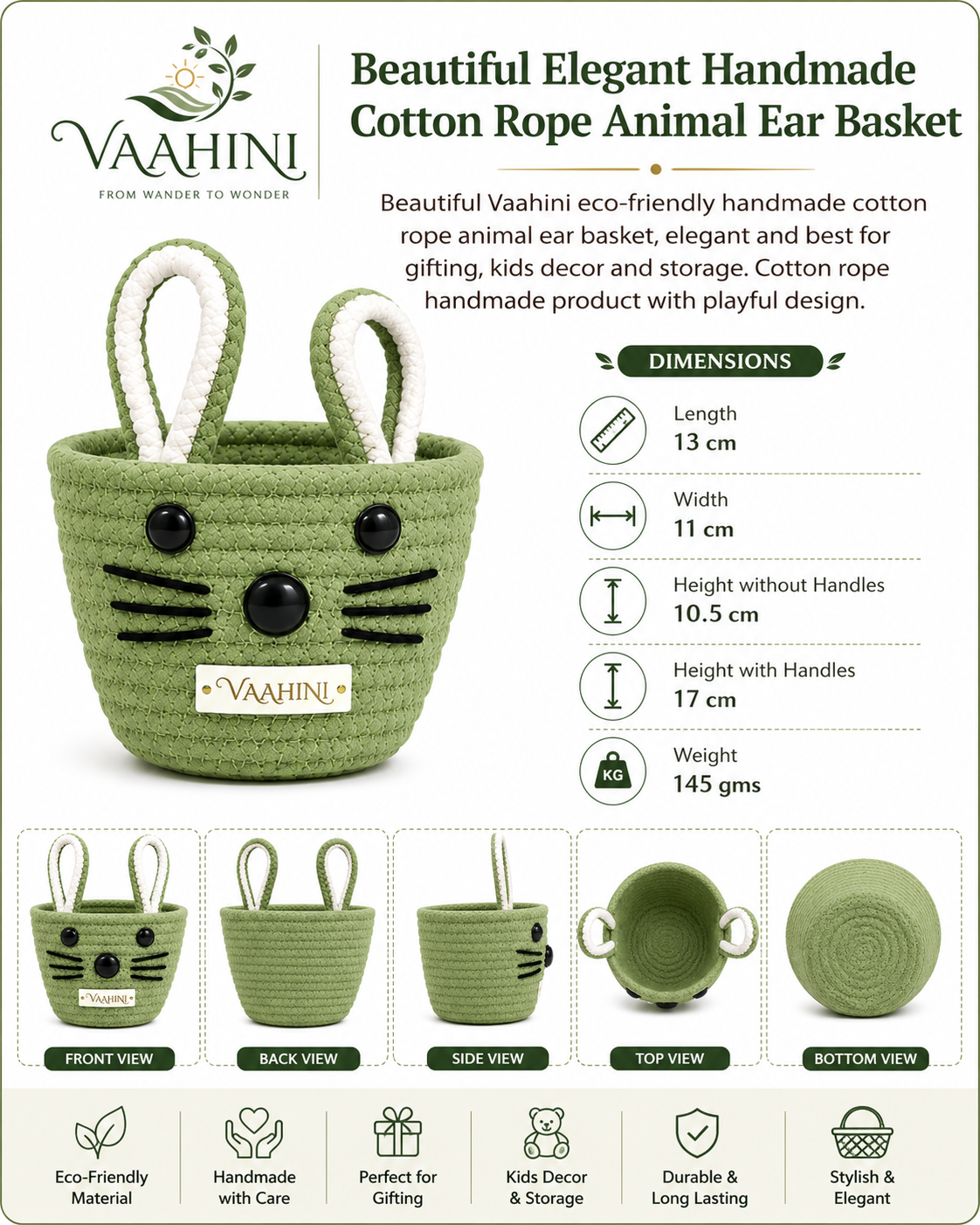 Vaahini Cotton Rope Cat Basket - Gift box presentation