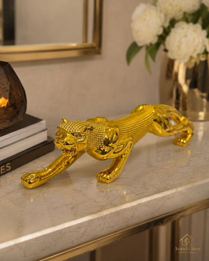 Royal Beast Golden Jaguar Decorative Showpiece