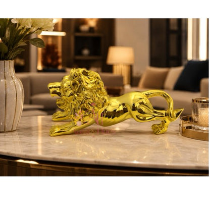 Royal Golden Lion Showpiece for Home Decor, Premium Metallic Finish