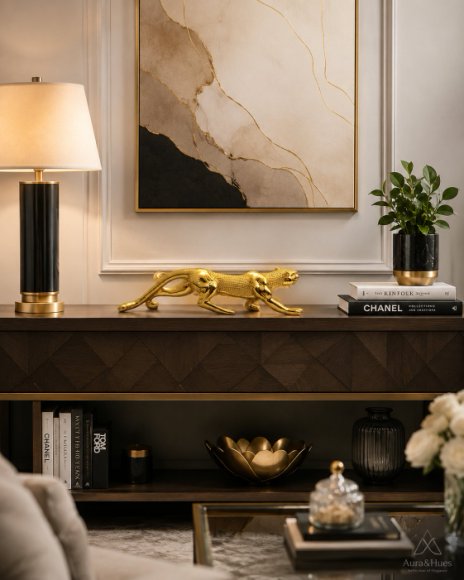 Royal Beast Golden Jaguar Decorative Showpiece