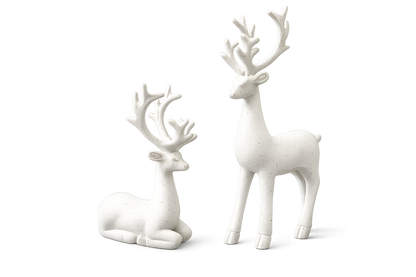 Luxury White Deer Pair Showpiece Set, Premium Resin Deer Figurines