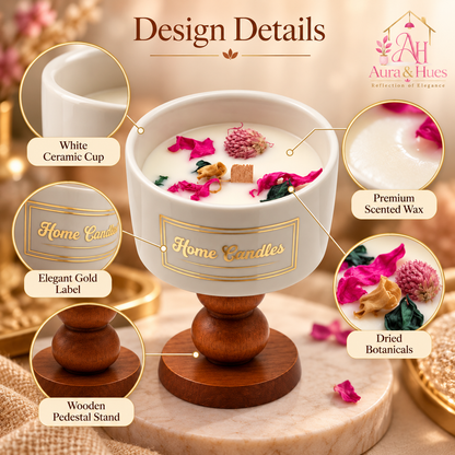 Candle with Wooden Pedestal Stand
