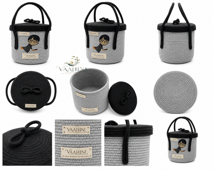 Vaahini Cotton Rope Kids Basket - Multiple angles