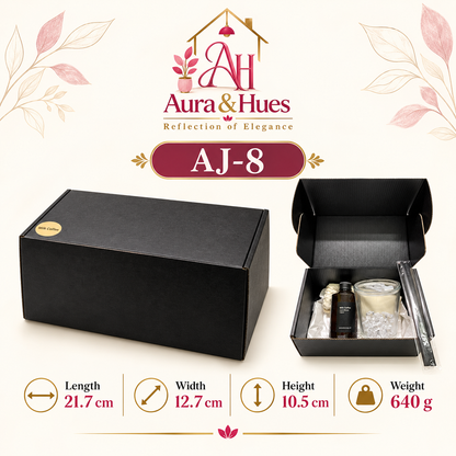 Aura & Hues Luxury Milk Coffee Aromatherapy Reed Diffuser Home Fragrance Gift Set with Natural Rattan Reeds and Black Glass Vessel (21.7 cm)