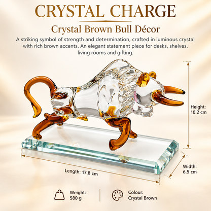 Aura & Hues 7-Inch Feng Shui Charging Crystal Bull Figurine - Transparent Glass Sculpture