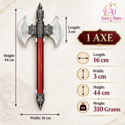 Axe Set of 2 with Lion Face Wall Hanging Board