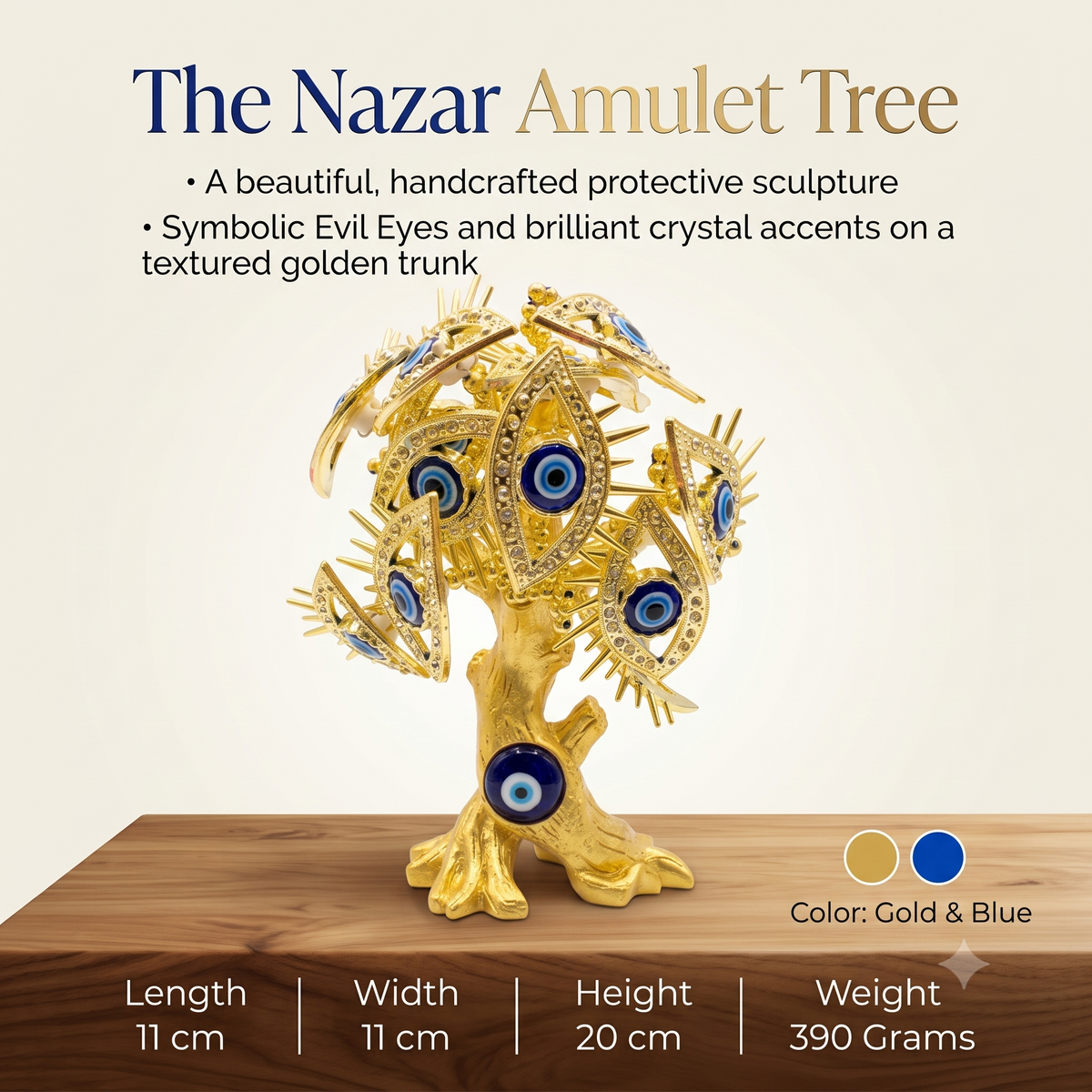 Aura & Hues 12-Inch Multi-Eye Evil Eye Tree with Flexible Wire Branches - Feng Shui Decor